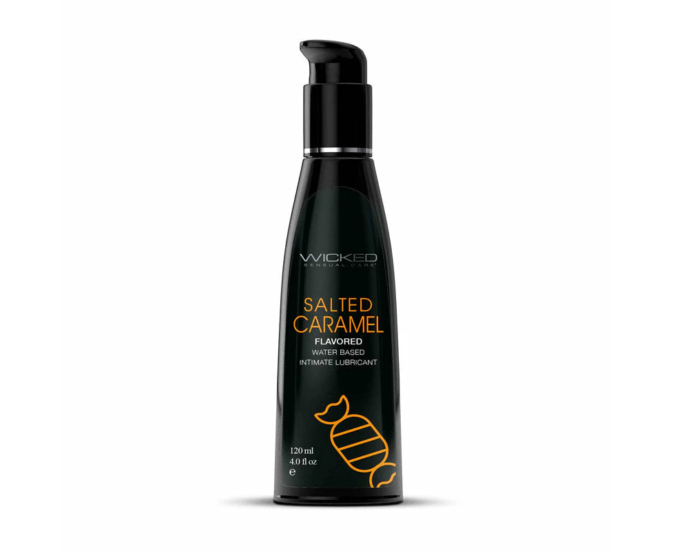 Wicked Aqua Salted Caramel - Salted Caramel Flavoured Water Based Lubricant - 120 ml (4 oz) Bottle