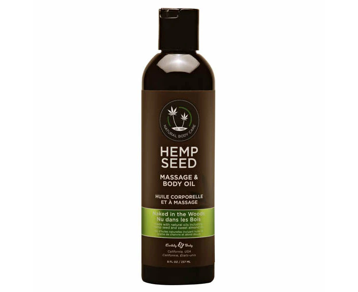 Hemp Seed Massage & Body Oil - Naked In The Woods (White Tea & Ginger) Scented - 237 ml Bottle - MAS022