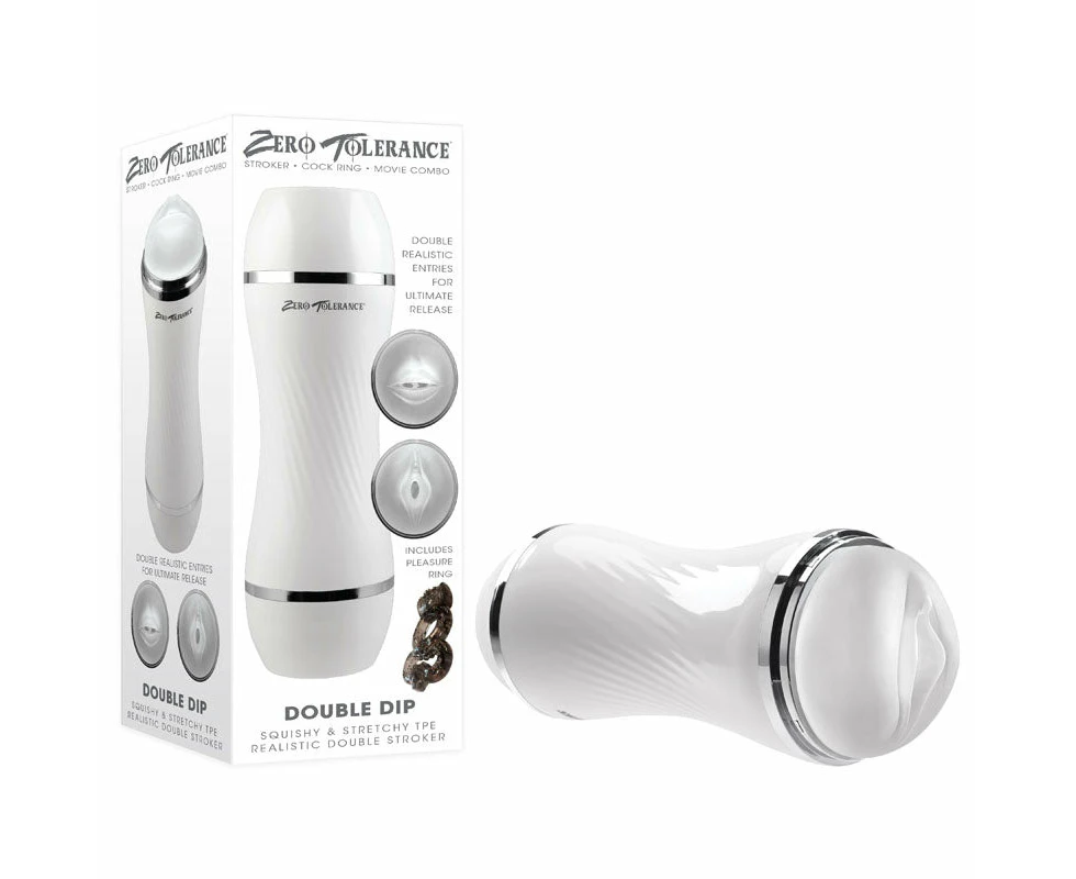 Zero Tolerance DOUBLE DIP - White/Clear 21.2 cm Double Ended Stroker - ZE-MS-9529-2