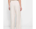 Linen Blend Flat Front Wide Leg Pants - Preview