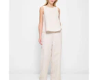 Linen Blend Flat Front Wide Leg Pants - Preview