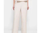 Linen Blend Flat Front Wide Leg Pants - Preview