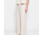 Linen Blend Flat Front Wide Leg Pants - Preview