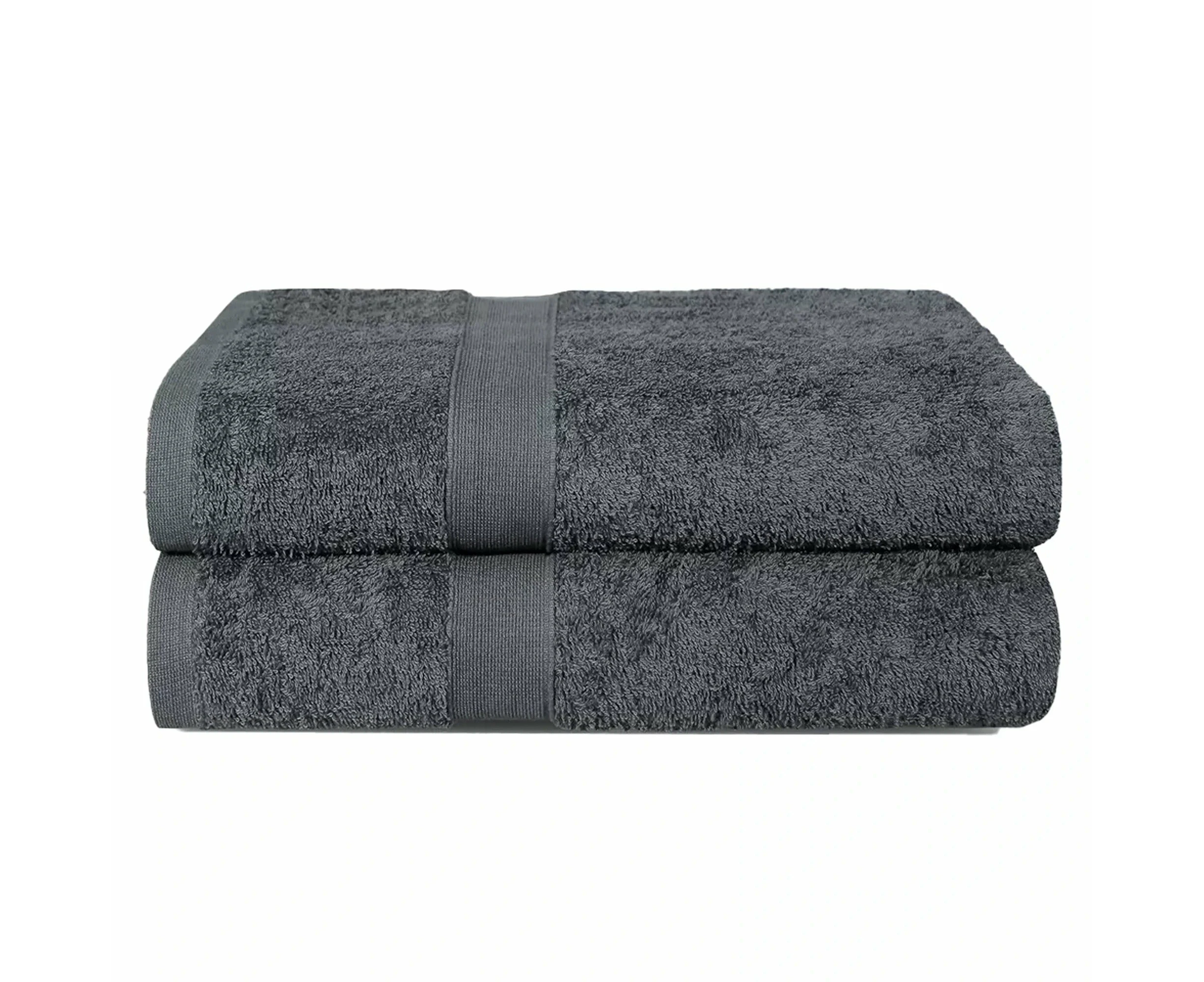 Large Jumbo Bath Sheet Cotton Luxury Beach Gym Shower Towel Set - 2pcs - Charcoal