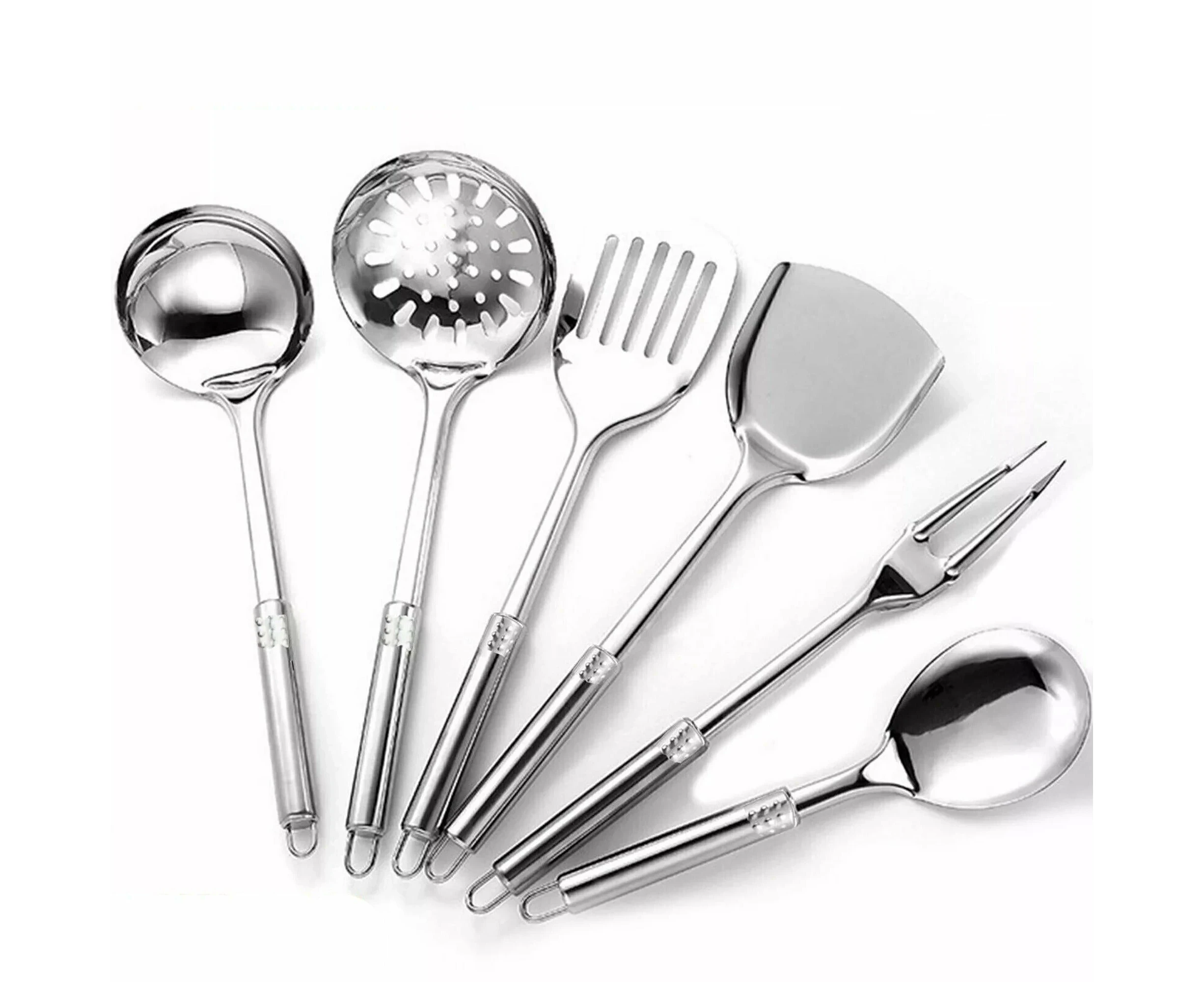 Stainless Steel Kitchen Utensil Cooking Tool Set Serving Spoon Cookware - 6pcs