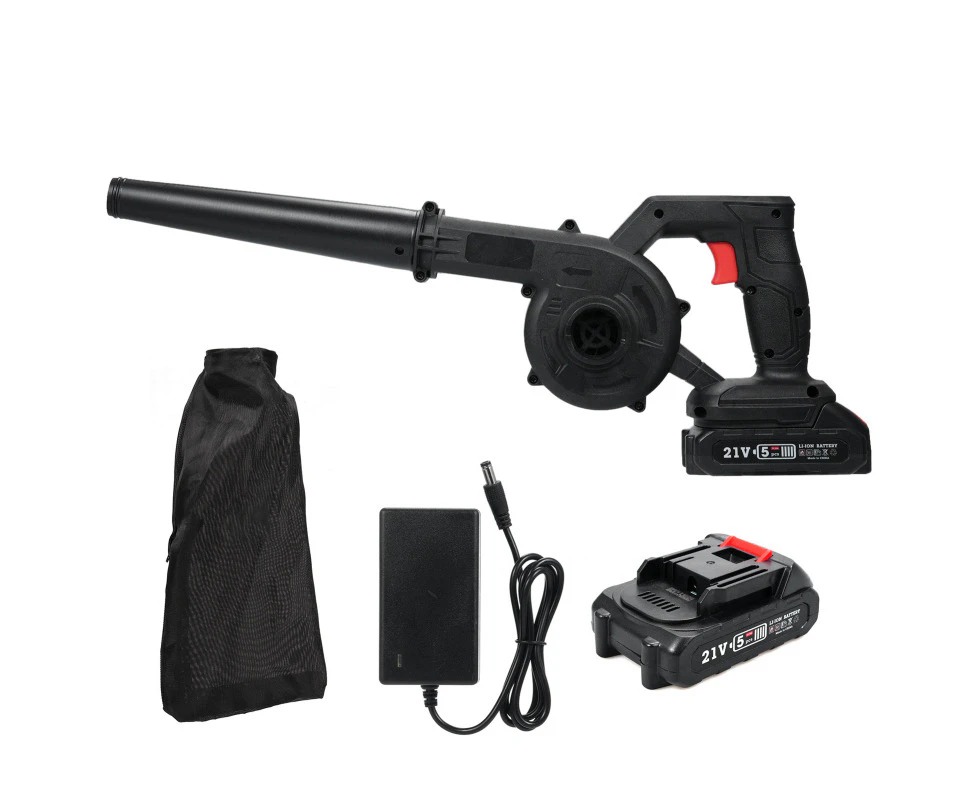 2-in-1 21V Handheld Electric Blower and Vacuum Cleaner Electric Leaf Blower Leaf Blower with Battery and Charger Car Drying Blower Leaf Vacuum Lightweight