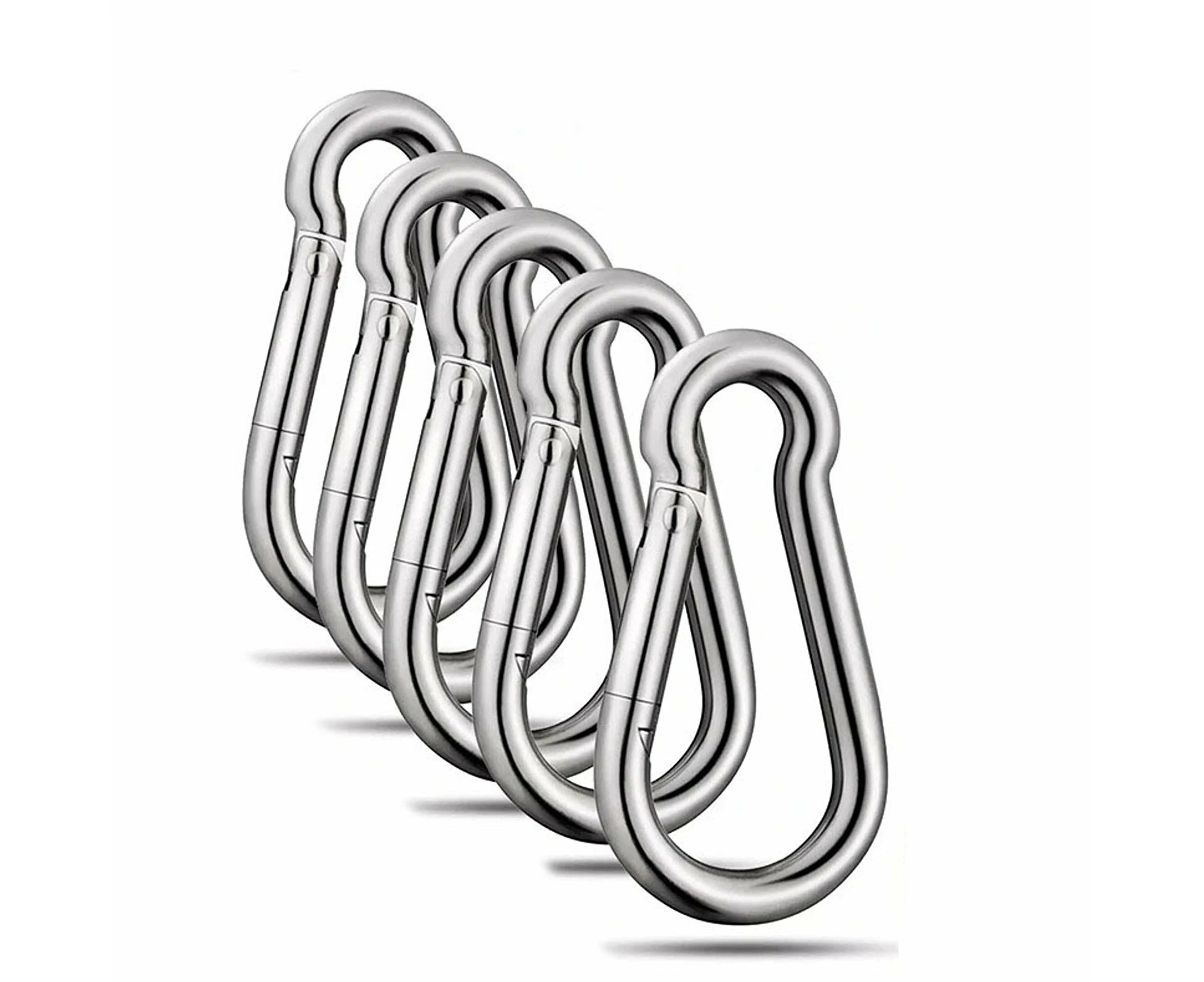 Spring Snap Hook Stainless Steel Carabiner Clips for Heavy Hanging Climbing - 5pcs