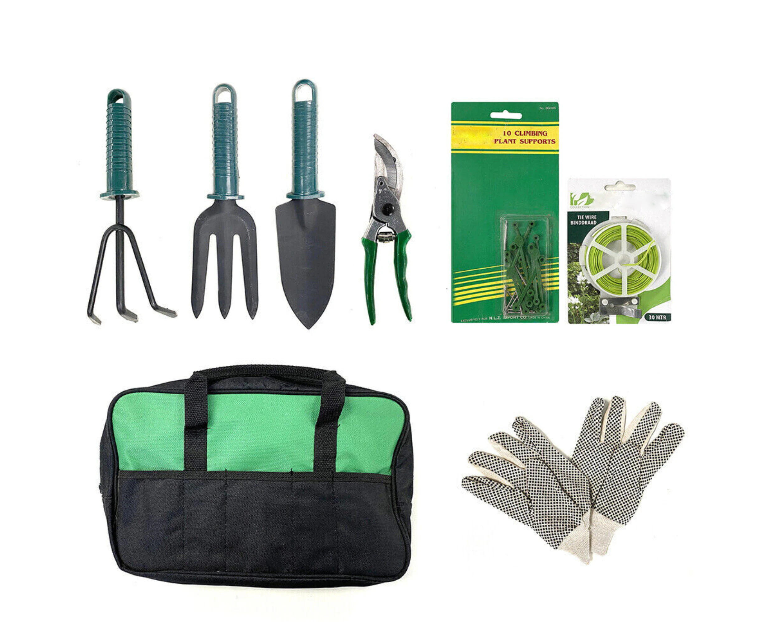 Assorted Gardening Tool Set Pruning Shears Gloves Fork Trowel Garden Tie