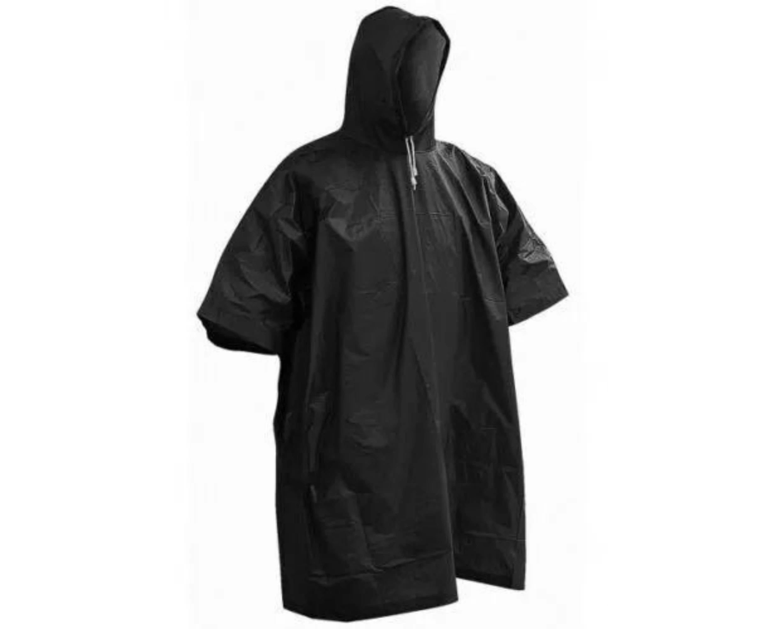 One Size Fits All Ground Sheet Vinyl Poncho Black Raincoat