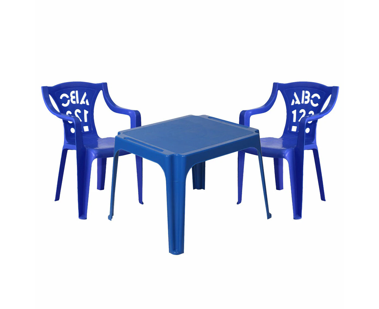 3pc Tuff Play Alphabet Stackable Chairs & Tinker Table Kids Set 2-6y - Blue