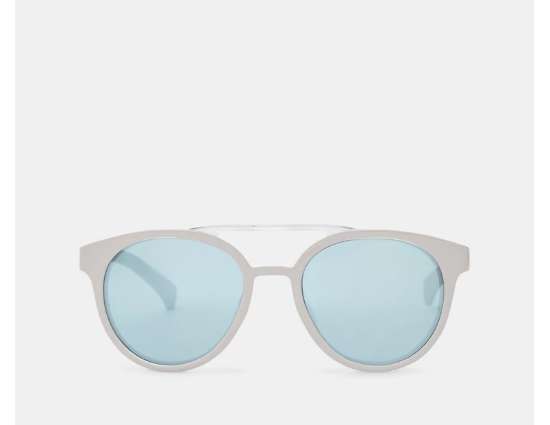 Calvin Klein Jeans Unisex CKJ806SAF Sunglasses - Calcified White/Blue