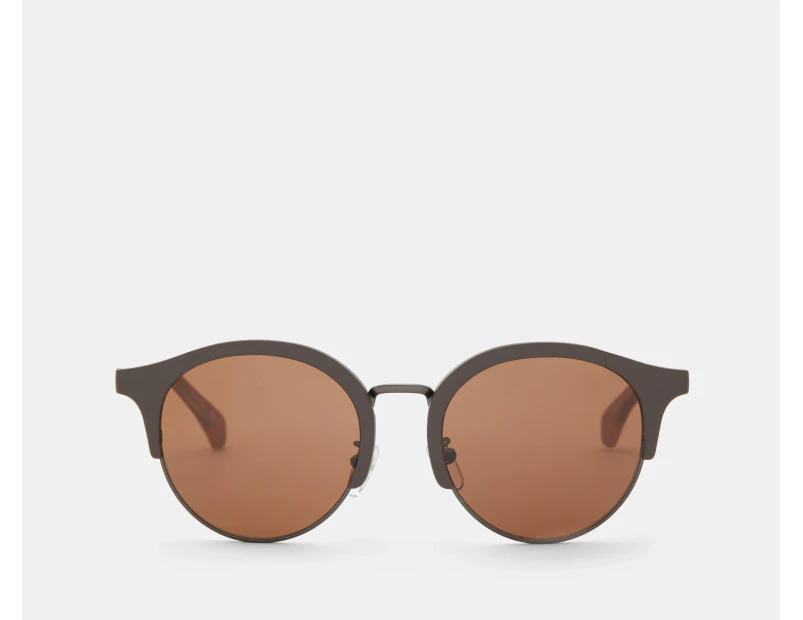 Calvin Klein Jeans Unisex CKJ825SAF Half Frame Sunglasses - Bitter Brown/Brown