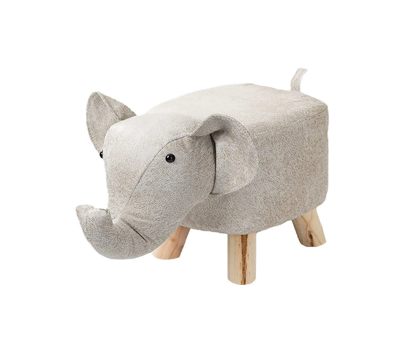 Soga Beige Children Bench Elephant Character Round Ottoman Stool Soft Small Comfy Seat Home Decor