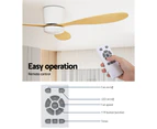 Devanti 52'' Ceiling Fan DC Motor w/Light w/Remote - Light Wood