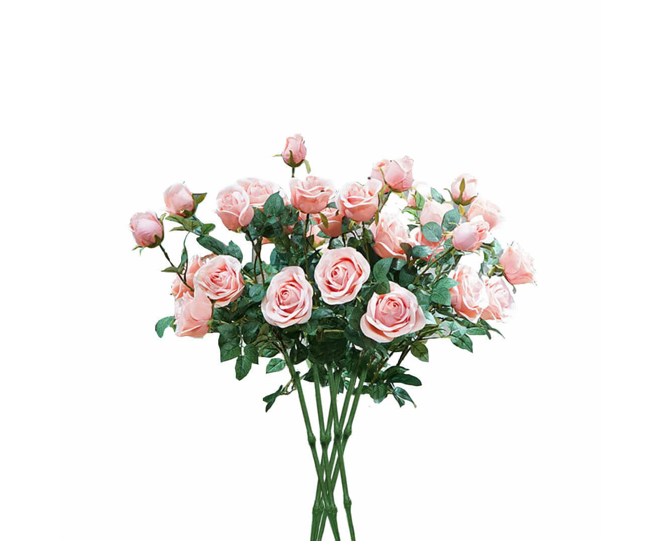 Soga 8 Bunch Artificial Silk Rose 5 Heads Flower Fake Bridal Bouquet Table Decor Light Pink