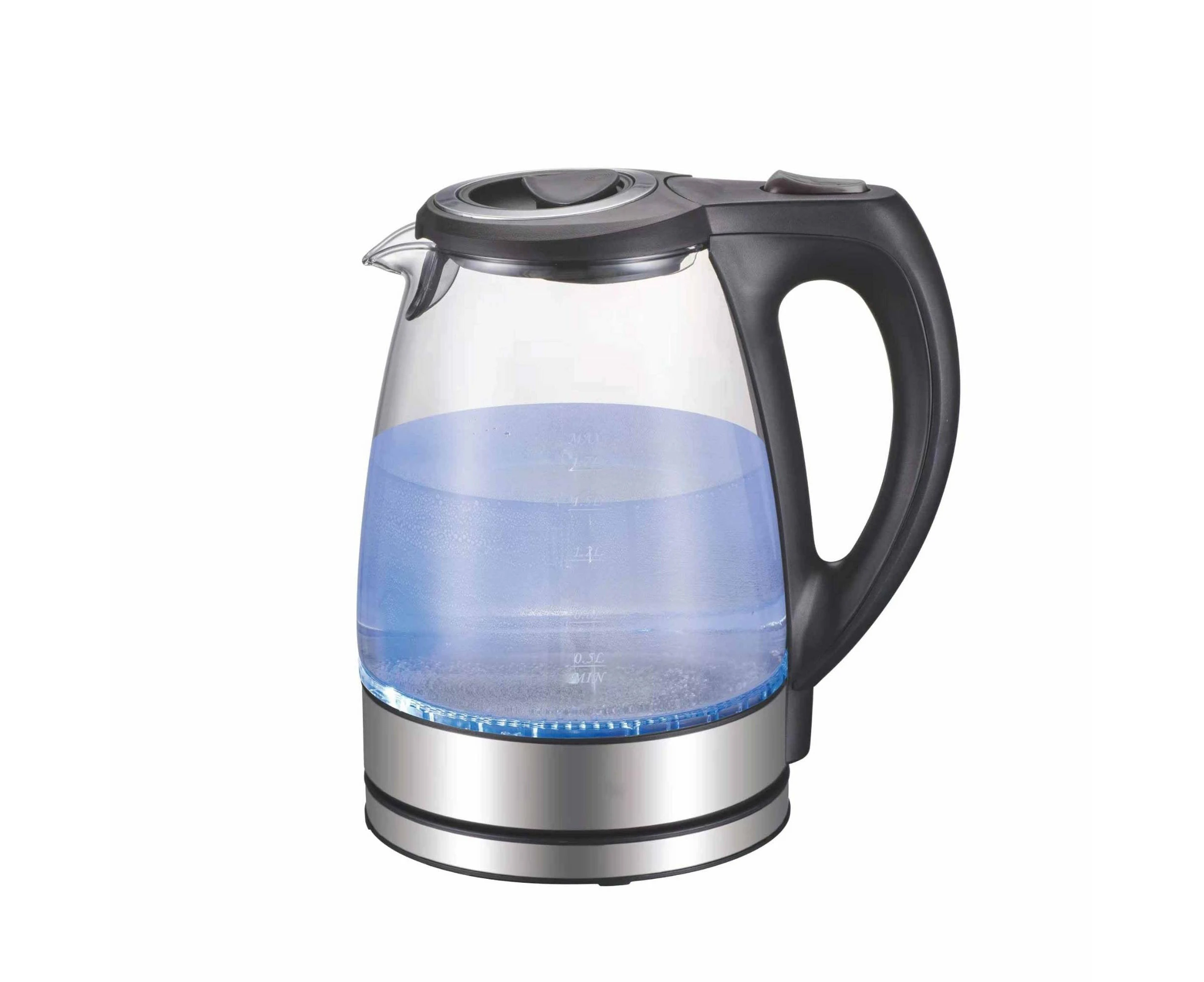 1.7l Electric Glass Kettle Led Blue Light 360 Automatic Cordless Water Boiling Jug