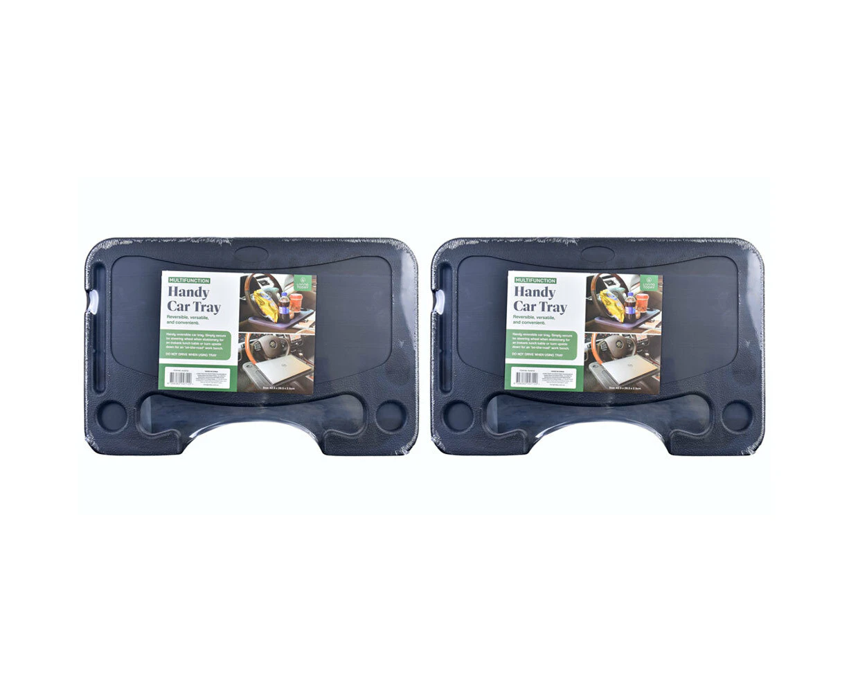 2PK Living Today Reversible Lunch/Work Car Steering Wheel Mount Tray - Black