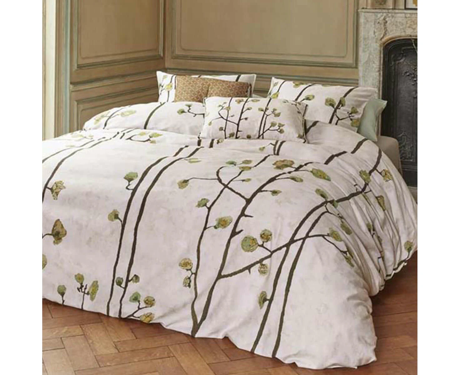 Bedding House Van Gogh Plum Blossoms Sand Cotton Sateen Quilt Cover Set Queen