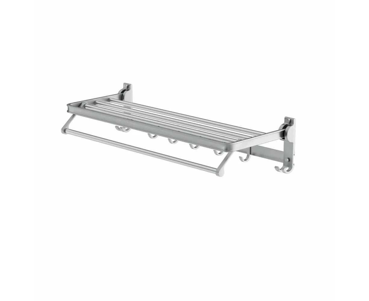 Towel Rail Rack Holder 4 Bars Wall Mounted Aluminium Foldable Hanging Hook