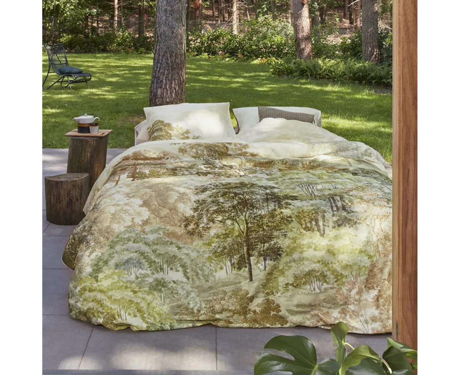 Bedding House Arcadia Green Cotton Sateen Quilt Cover Set Queen