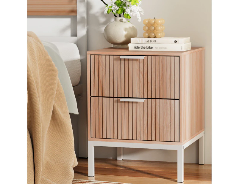 Artiss Bedside Table 2 Drawers - LURA Pine