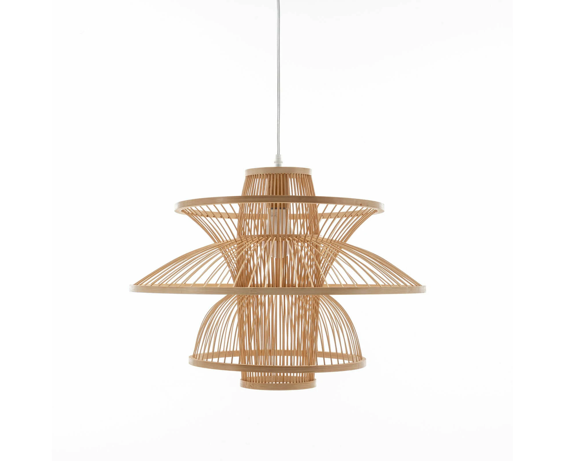 Aurora Natural Hand Woven Bamboo 3 Layer Pendant Lamp Light