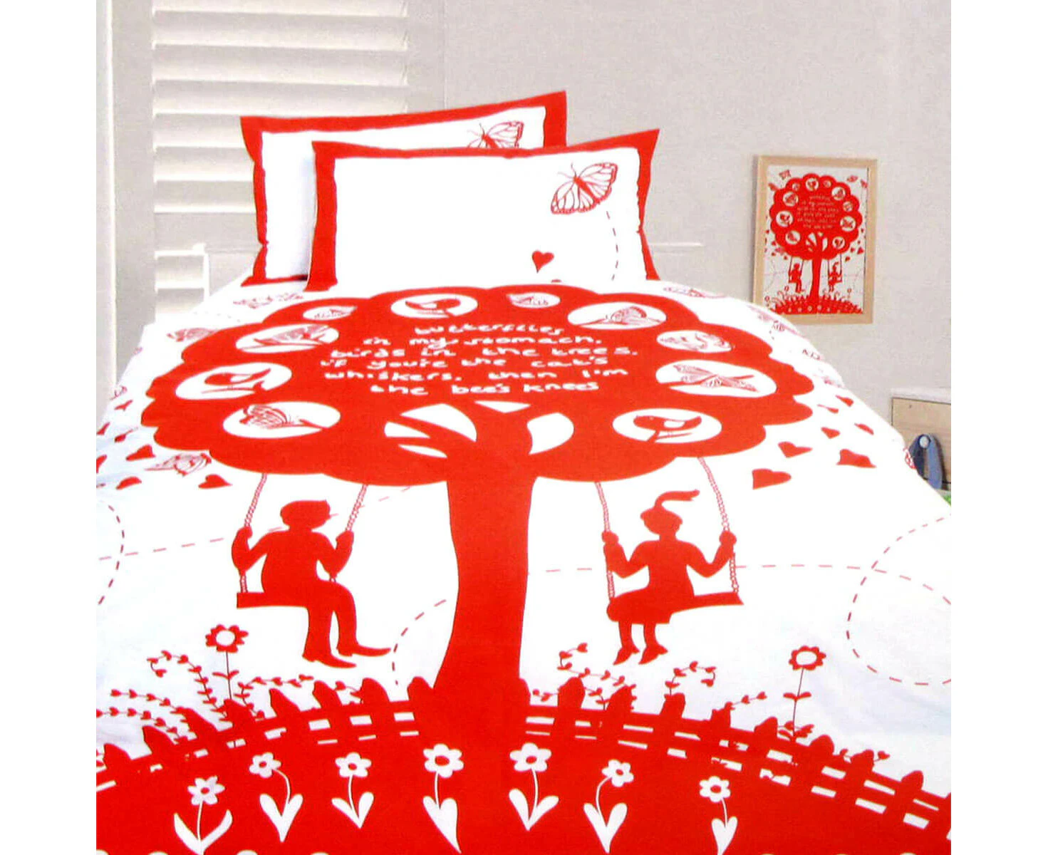 Happy Kids The Bees Knees Red Quilt Cover Set Double