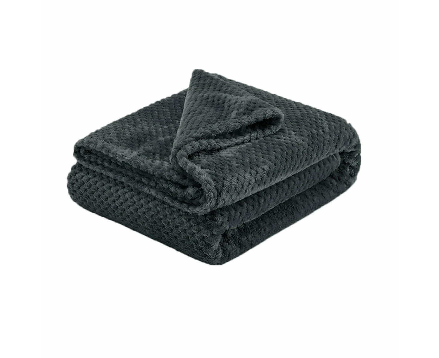 Soft Diamond Fleece Throw Rug/blanket Charcoal