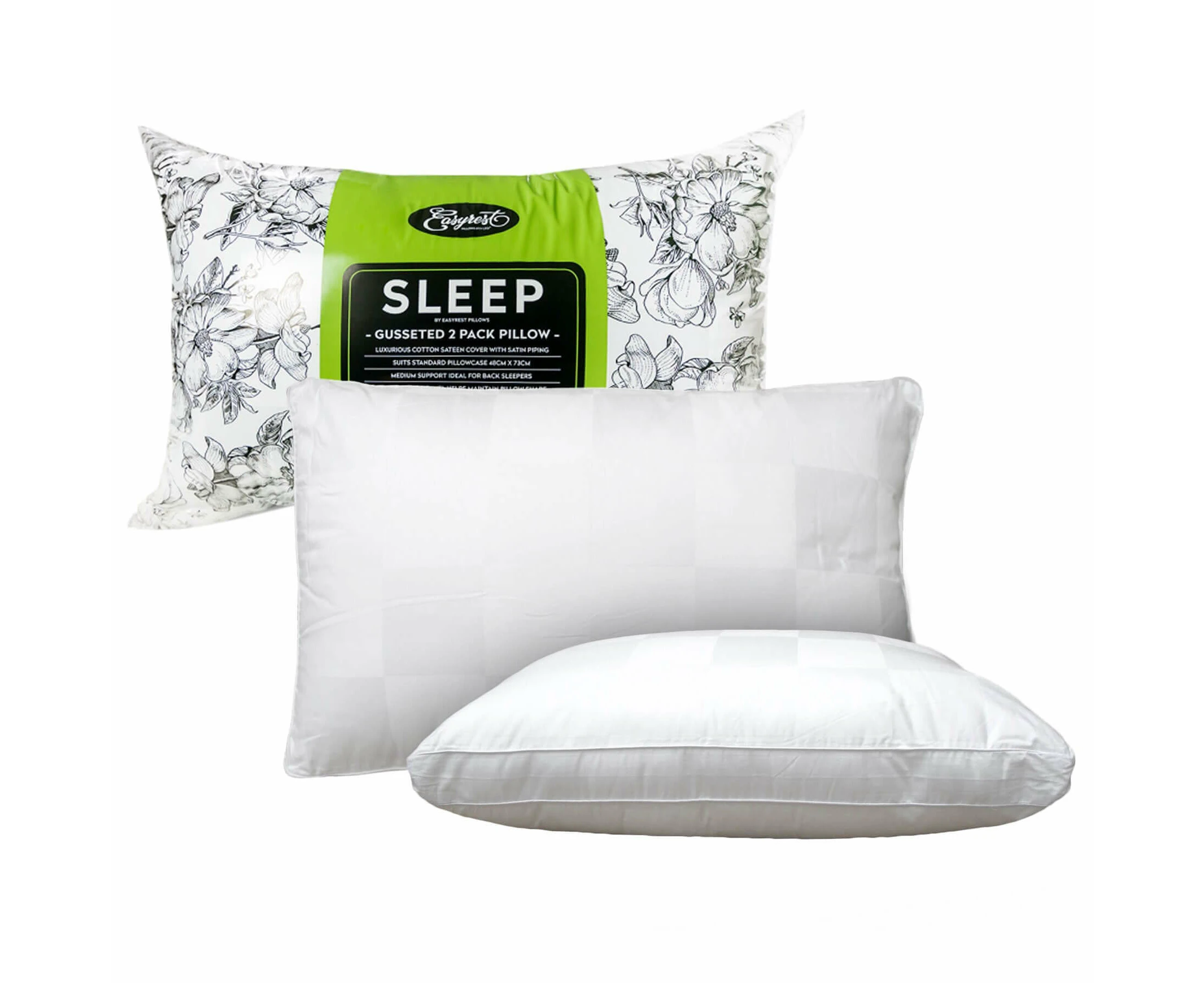 Easyrest Sleep Twin Pack Gusseted Medium Standard Pillows