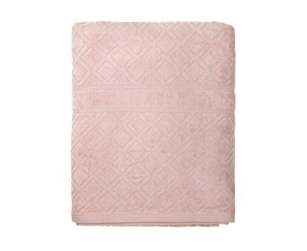 Premium Velour Diamond Design Jacquard Bath Towel (pink)