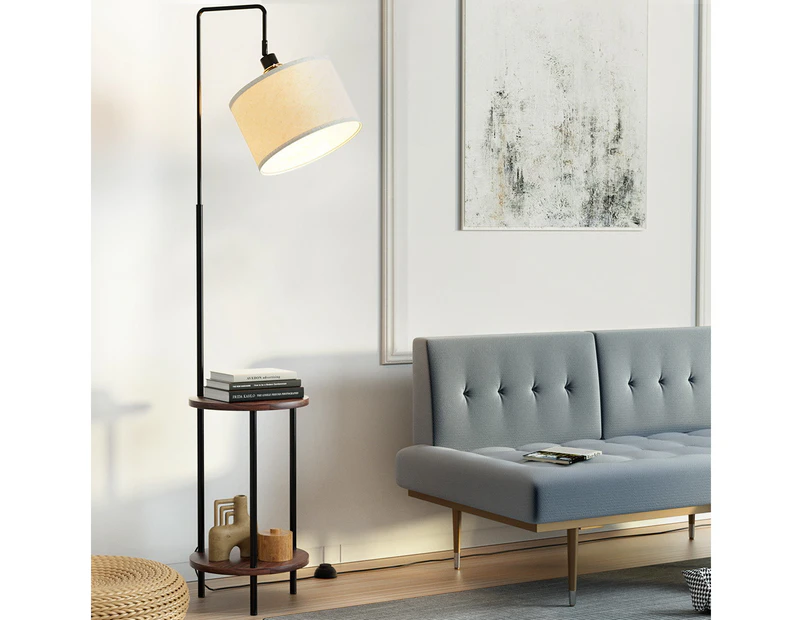 Artiss Floor Lamp 2 Tier Shelf Storage LED Light Stand Home Room Adjustable Head