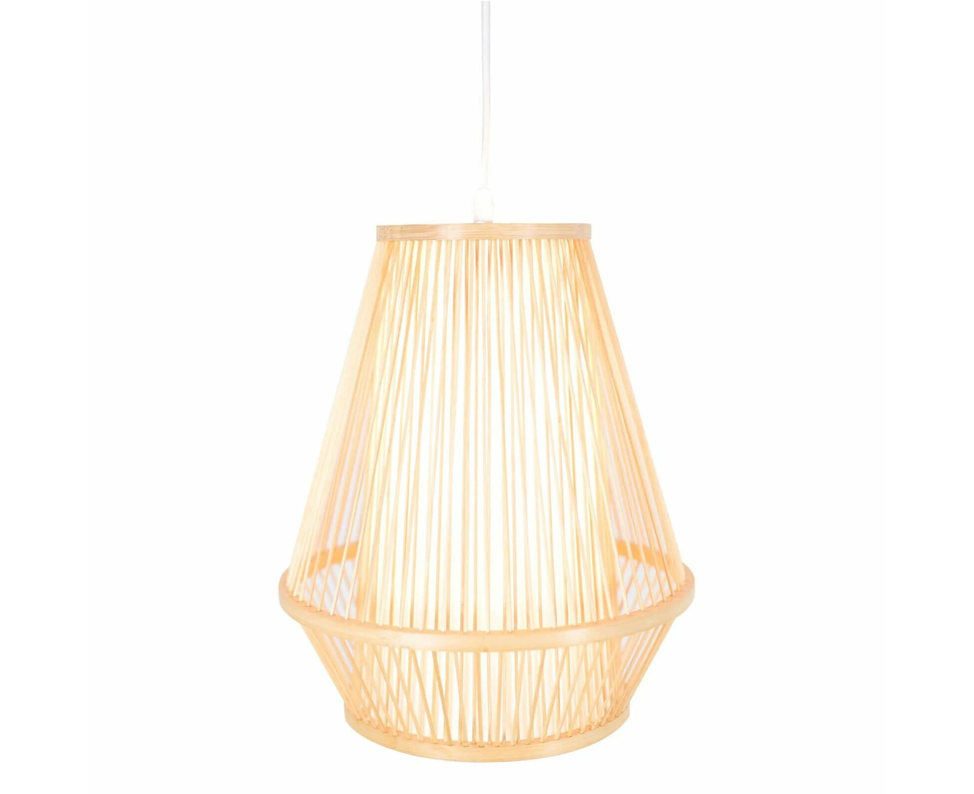 Natural Woven Bamboo Empire Pendant Lamp Hanging Light Bell Shade Boho Tropical