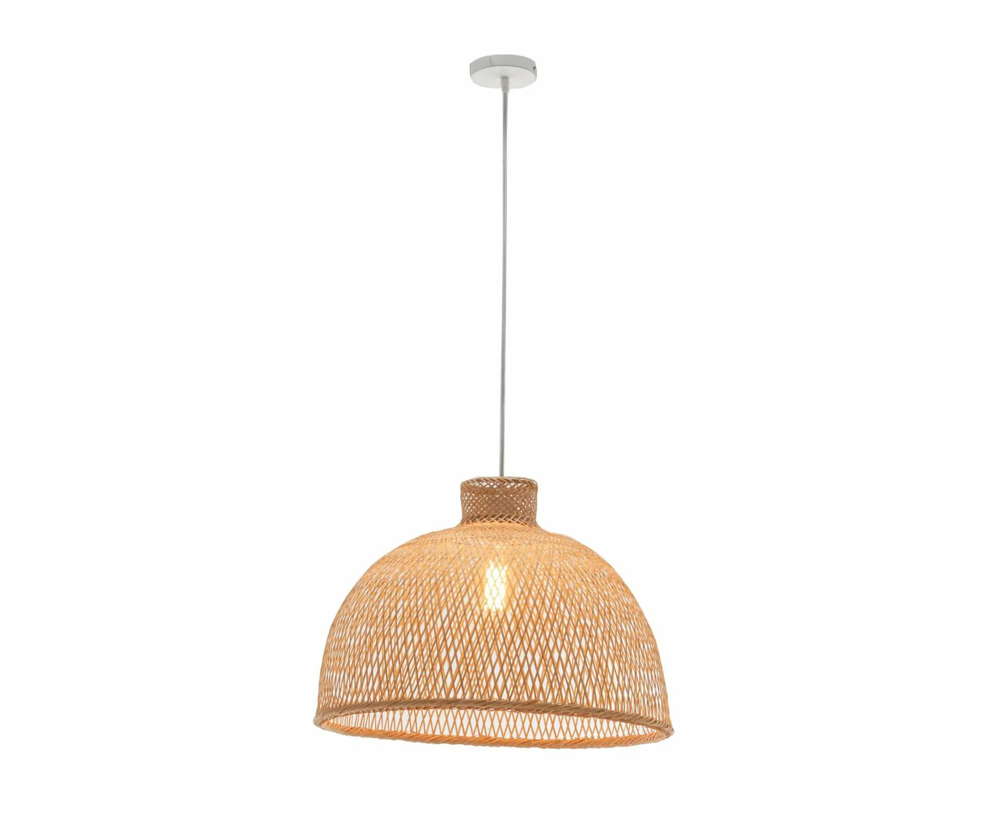 Natural Hand Woven Bamboo Dome Pendant Lamp Hanging Light Rattan Style