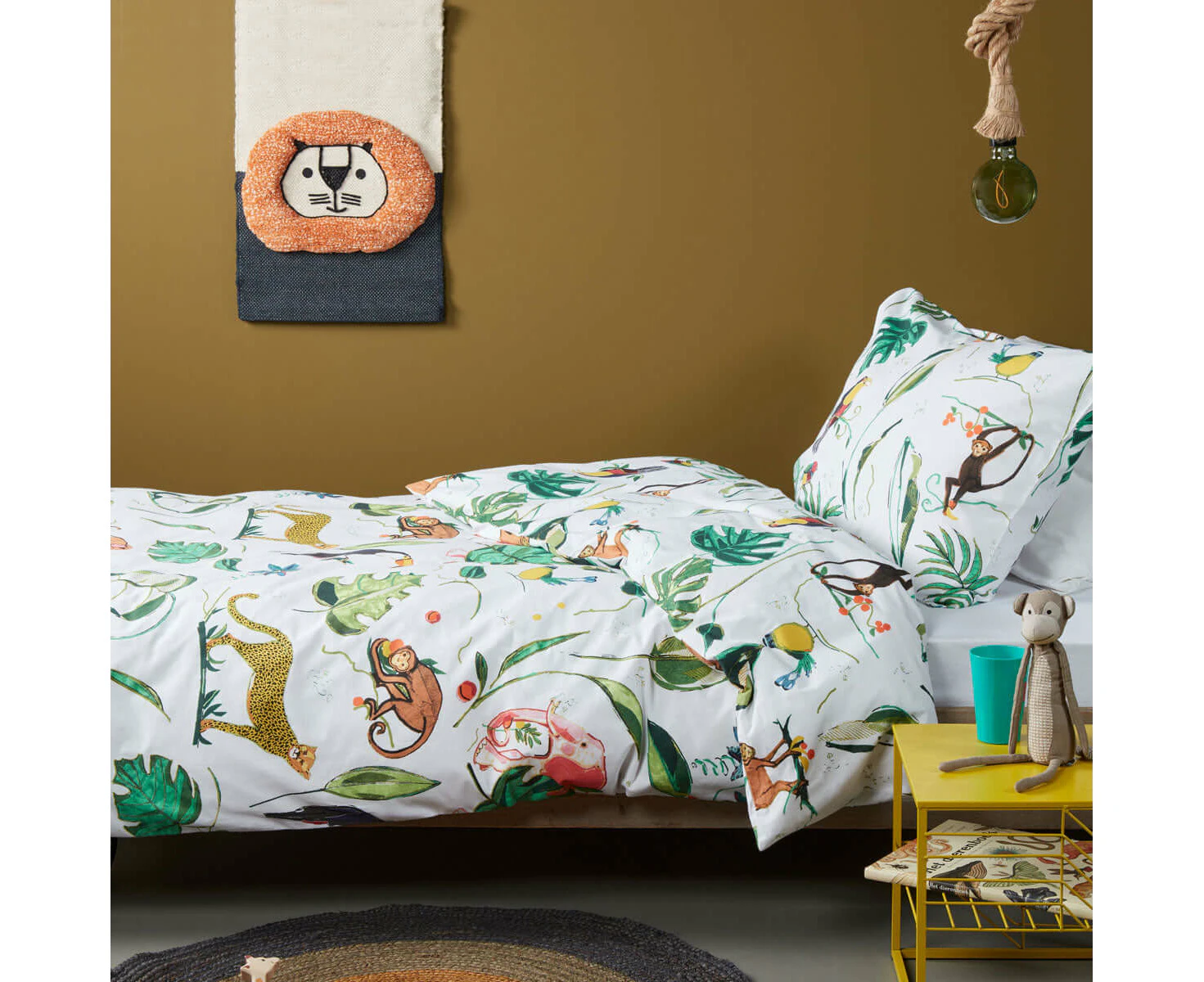 Bedding House Crazy Jungle Multi Cotton Quilt Cover Set Single