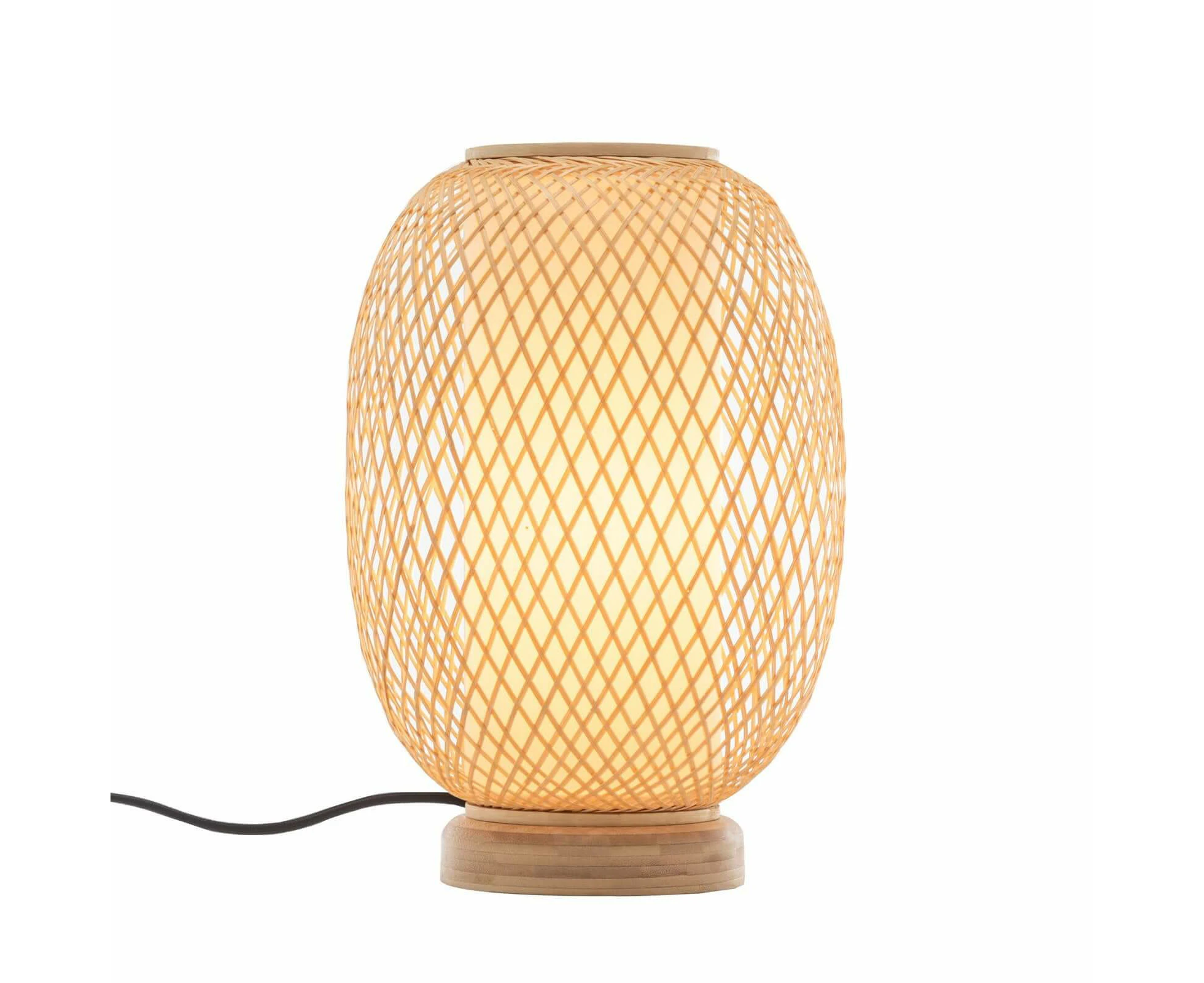 Natural Woven Bamboo Oval Table Lamp Light Shade Boho Tropical Coastal