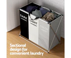 Artiss Laundry Basket Hamper Large Foldable Washing Clothes Storage 3 Sections