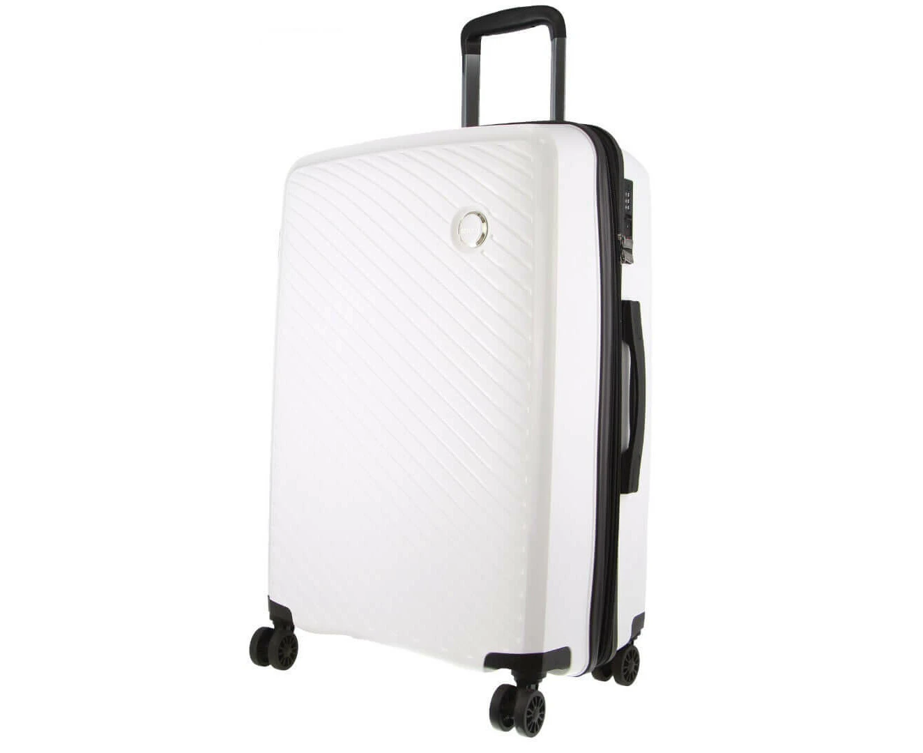 Pierre Cardin Inspired Milleni Checked Luggage Bag Travel Carry On Suitcase 65cm (82.5l) White