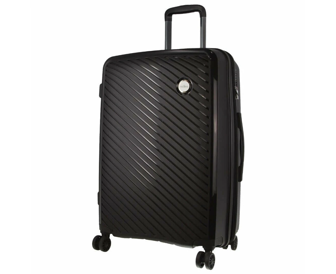 Pierre Cardin Inspired Milleni Checked Luggage Bag Travel Carry On Suitcase 65cm (82.5l) Black