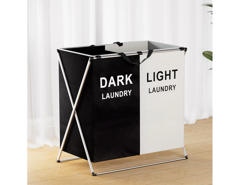 Artiss Laundry Basket Hamper Large Foldable Washing Clothes Storage 2 Sections