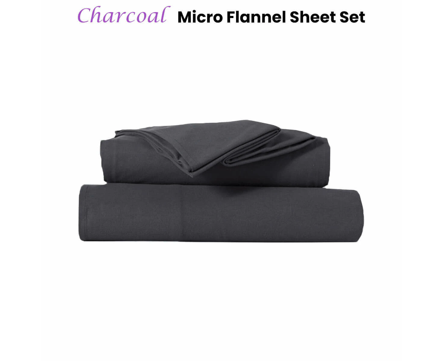 Kingtex Ultra Soft Micro Flannel Sheet Set 40 Cm Wall Charcoal Single