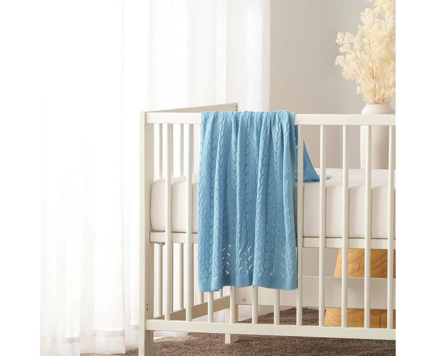 Little Gem Lyla Blue Cotton Baby Blanket 75 X 100 Cm