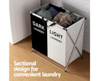 Artiss Laundry Basket Hamper Large Foldable Washing Clothes Storage 2 Sections