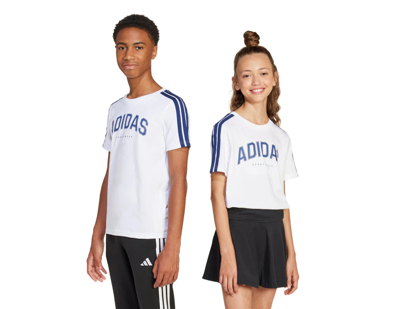 Adidas Youth Codes Collegiate Graphic Tee / T-Shirt / Tshirt - White