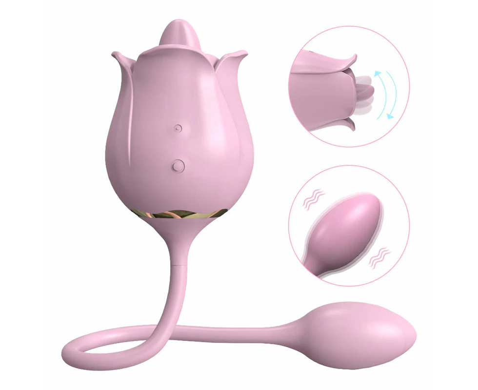 Handy 2 in 1 Rosebud Vibrator for Woman G-Spot Nipple Clictorals Stimulator S3612-Pink