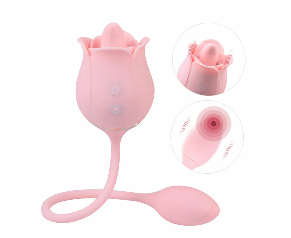 Handy 2 in 1 Rosebud Vibrator for Woman G-Spot Nipple Clictorals Stimulator S361-Pink