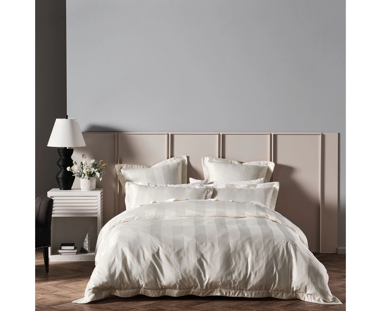 Grace by Linen House Francesco Cotton Quilt Cover/Pillowcase Set White