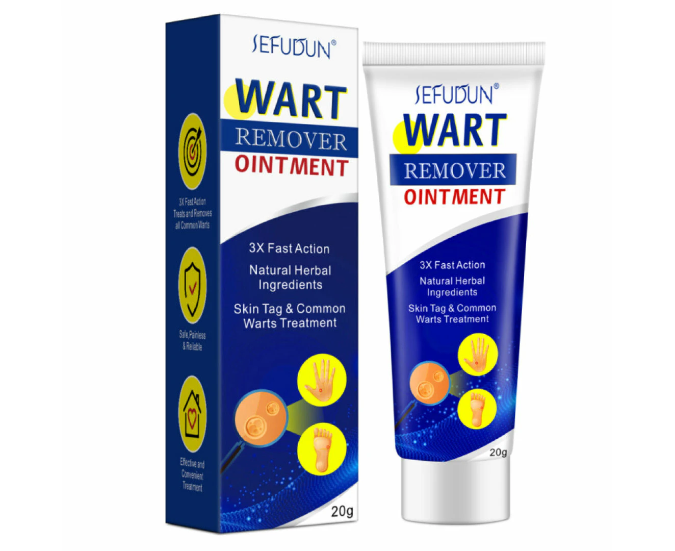 Sefudun Safe Skin Tag Remover Natural Mole Wart Removal Cream Acne Pimple Spot Fast & Effective Face Body Ointment, 20g