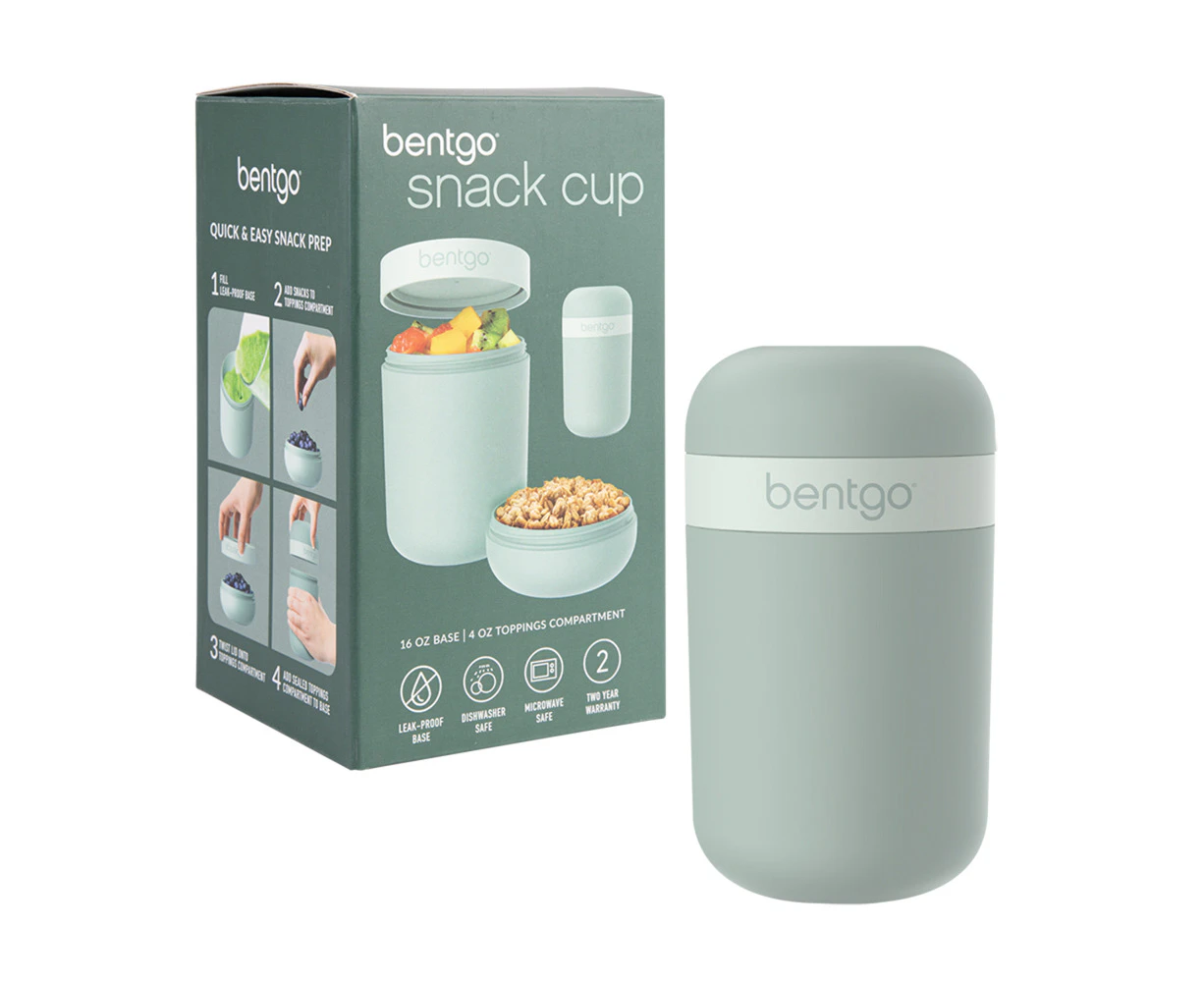 Bentgo 590ml Snack Cup w/ 2-Compartment & Lid Food Storage Container Mint Green