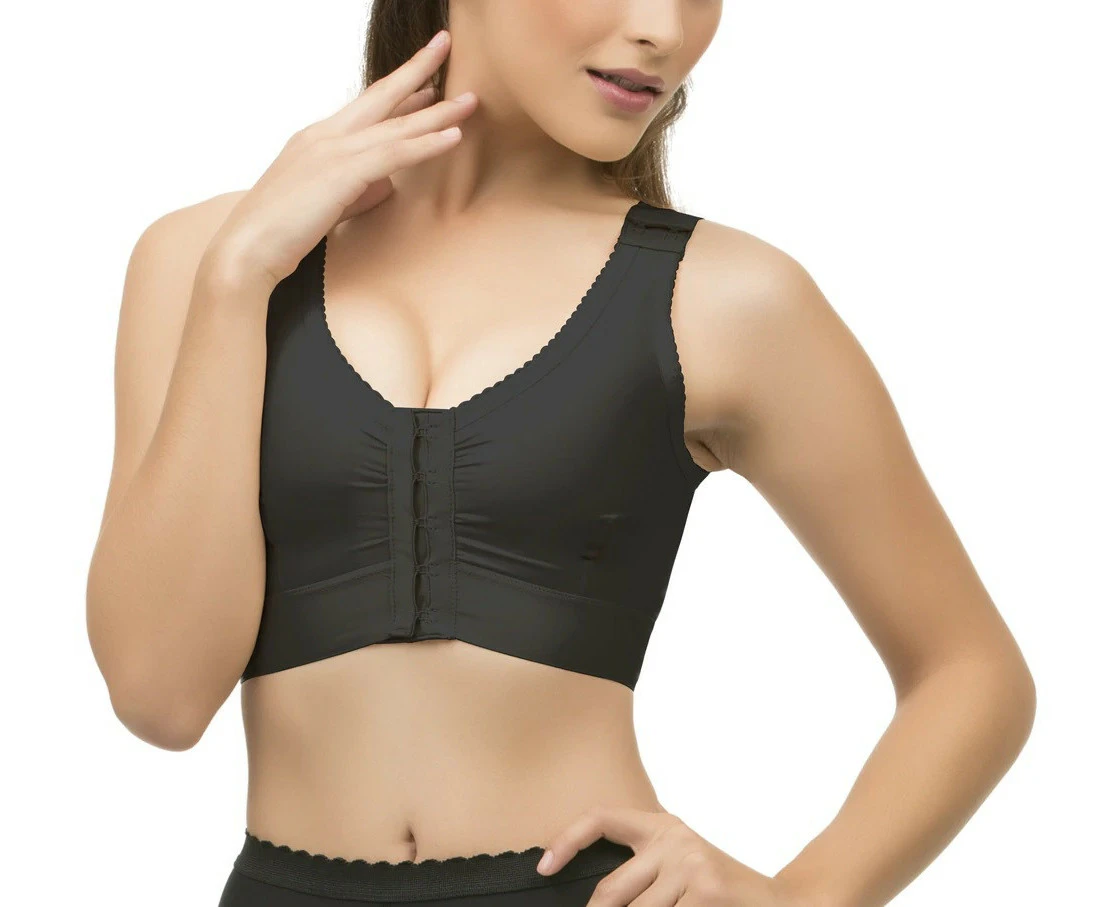 Isavela Post Surgical Compression Bra with 2" Elastic Band - Black