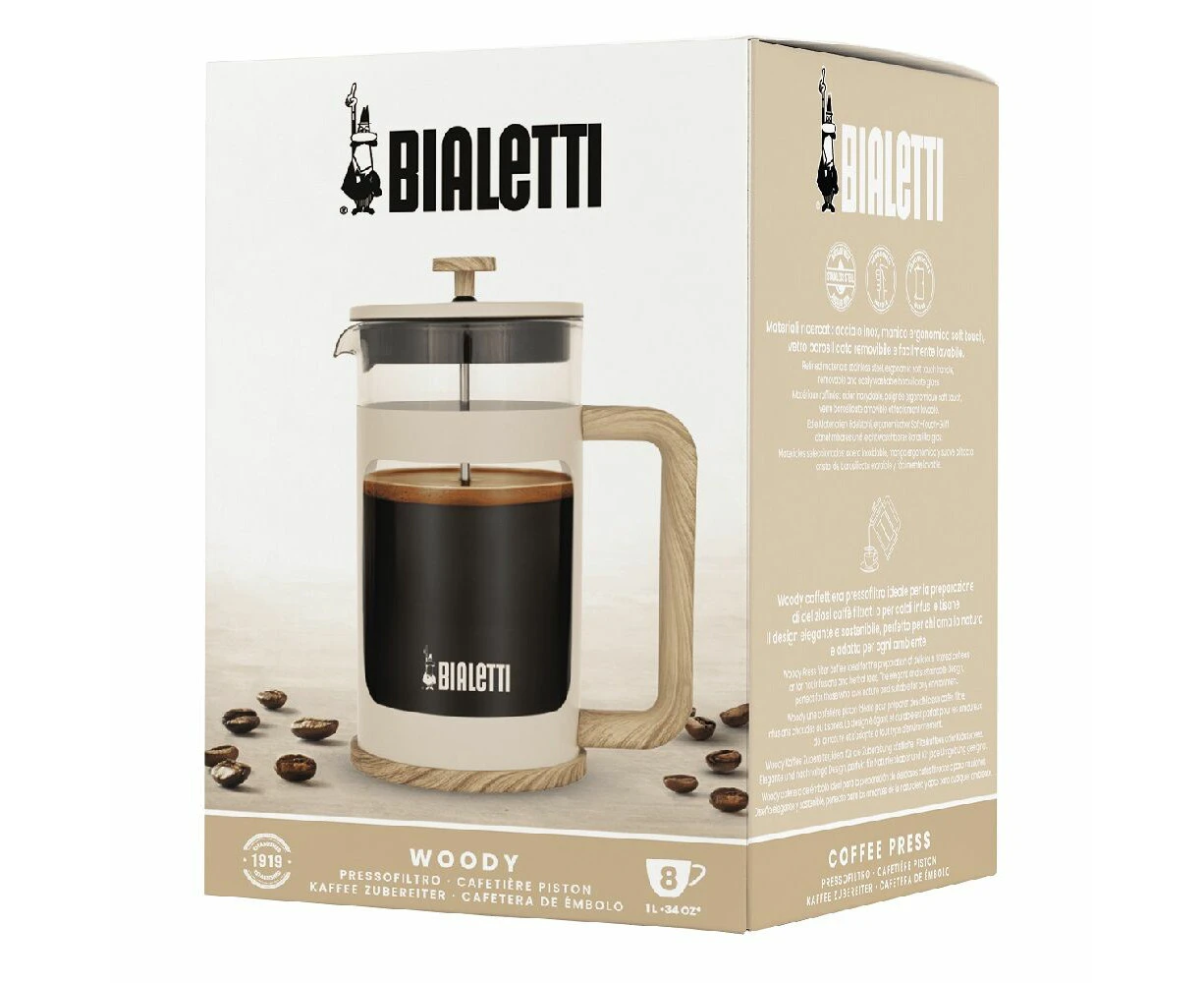 Bialetti Woody Coffee Press 1 Litre -  Cream